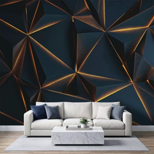 Papier peint photo intissé 150x105cm, 3D Stéréoscopique Papier peint Panoramique de haute qualité, pour salon et chambre, Facette Polygonale Chambre Gaming revêtement mural