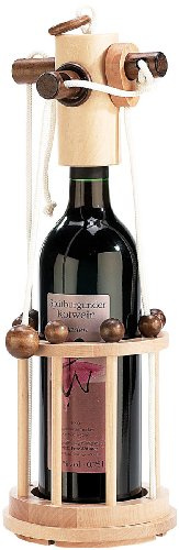 Playtastic Flaschentresor Holz: Flaschen-Puzzle Verona aus stabilem Echtholz (Flaschenrätsel Holz, Flaschenverschluss Rätsel, Wein)