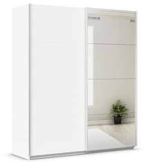 Rauch Möbel QUADRA, Schwebetürenschrank, Farbe Weiß, Breite 181 cm | Kleiderschrank mit Schwebetüren, Schiebetüren, 2-türig, mit Spiegel, für Schlafzimmer, Kinderzimmer, Jugendzimmer, Garderobe