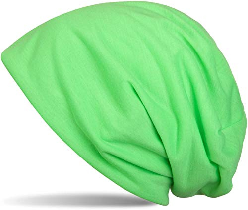 styleBREAKER Unisex tyg beanie mössa enfärgad, lätt och mjuk, lång beanie slouch beanie 04024018, Neongrön, one size