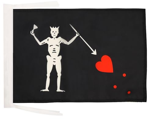 AZ FLAG Drapeau Pirate Edward Teach 45x30 cm Polyester 100D Cordelettes | Usage intérieur et extérieur Drapeau décoratif corsaire coutures doubles et bords renforcés