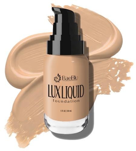 BaeBlu Organic Aloe-Based LUX Liquid Foundation, Natural Vegan Gluten-Free Made in USA, Cappuccino