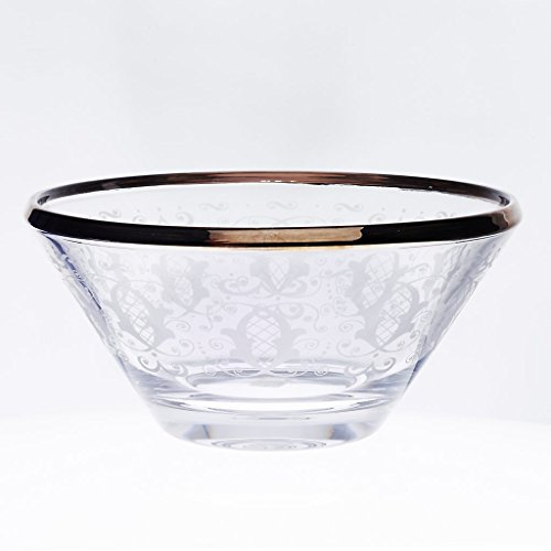 Schale Obstschale Servierschale Alexandra mit Goldrand Pantographie Kristallglas
