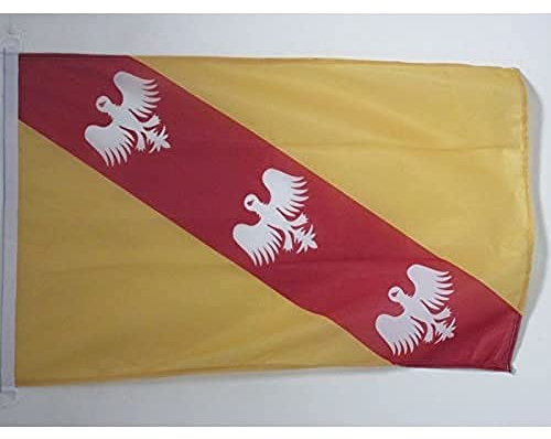 AZ FLAG - Drapeau Lorraine - 45x30 cm - Pavillon Nautique Lorrain - France Spécial Bateau Et Extérieur En Maille Bloquée Avec Anneaux Plastiques Intégrés - 30g