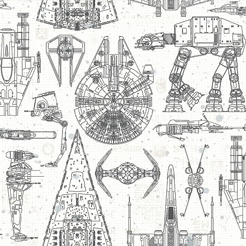 RoomMates Star Wars Blueprint Blue Peel & Stick Wallpaper , RMK11036WP