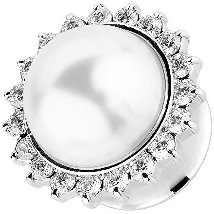Piercingfaktor Flesh Tunnel Ohr Piercing Plug Ohrpiercing Single Flared Ear Edelstahl Vintage Sonne mit Perle Strass Kristall Silber Weiß 8mm
