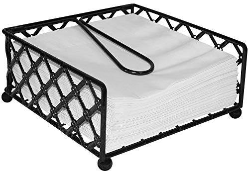 Blue Donuts Lattice Collection Napkin Holder – Napkin Holders for Tables, Dining Table Napkin Holders for Kitchen, Flat Napkin Holder, Black