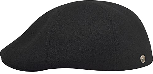 Sterkowski Rusty | 100% Wolle Schirmmütze für Herren und Damen | Warm Winter Duckbill Flatcap Newsboy Cap Vintage Schiebermütze Cabrio Schlägermütze Schildmütze Gatsby Golf Schwarz 59 cm