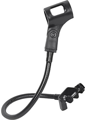 QOTSTEOS Support de microphone flexible à 360 degrés en col de cygne avec clip (noir)