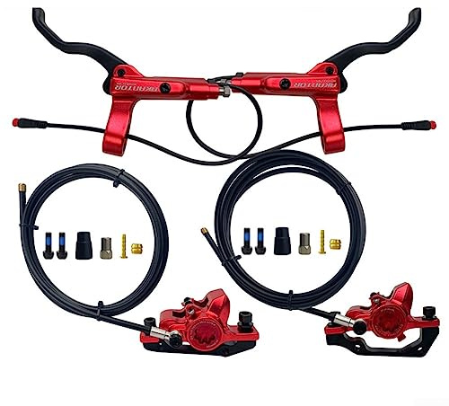 Hydraulische Scheibenbremsen-Set, elektrisches Fahrrad, Bremshebel, Vorwärts- und Rückwärtsbremssatz für Fahrrad Links (rot)