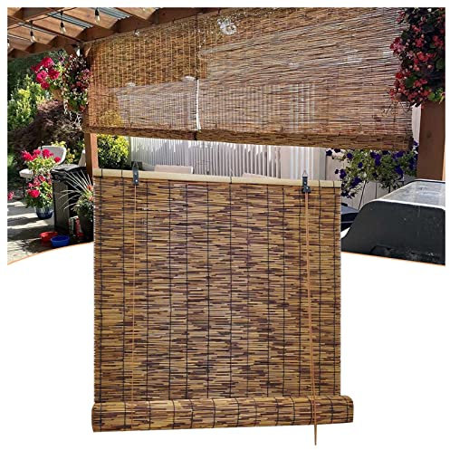 CcacHe Bambusrollo Outdoor 40/80/100/120/140/150/160cm Bambus-Rollo Natur Raffrollo Blickdicht Jalousie Wetterfest Holzrollos Sichtschutz Fenster-Rollo Für Aussenbereich Balkon