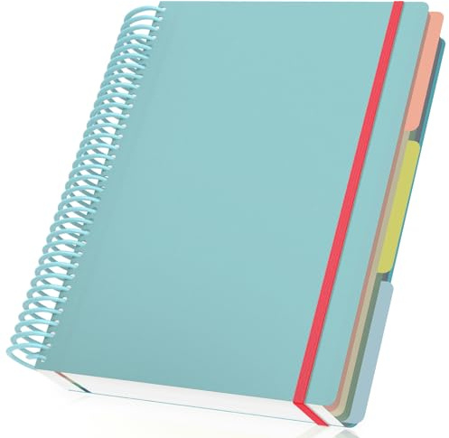 Yarotm Quaderno a Spirale A4 - Taccuino Appunti a Righe - 23.5x29.8cm Azzurro Blocco Note - 90GSM Quaderno a Righe - Notebook Diario di Viaggio 120 Fogli/240 Pagine Copertina Morbida e Spirale