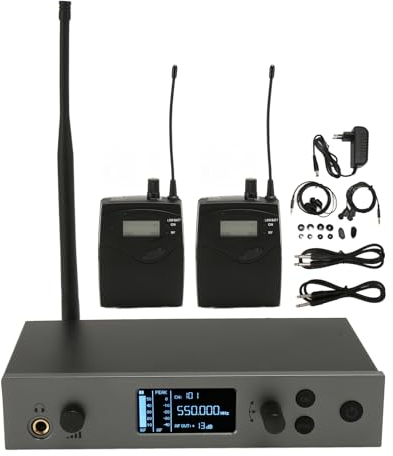 Drahtloses Mono-In-Ear-Monitorsystem, Professioneller UHF-Sender und Gürteltaschenempfänger mit Kopfhörer für Studio, Gitarre, DJ, Live-Auftritt 160 Fuß Bis 200 Fuß (EU-Stecker)