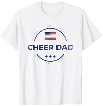 Cheer Dad Cheerleading Patriotic Flag T-Shirt