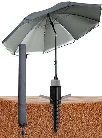 4smile Sonnenschirm Balkon + Sonnenschirmhülle - SET in Pfauengrün - UV50+ Strandschirm 180cm, Balkonschirm mit Knickfunktion, Gartenschirm, Sonnenschirm Strand