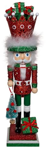 Kurt Adler 18-inch Hollywood Nutcrackers™ Red & Green with Presents Crown Nutcracker