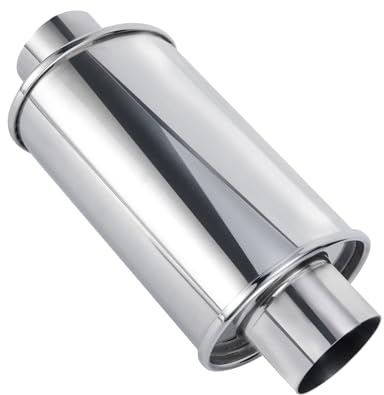 ELSHINE 3'' Ultra Quiet Muffler Resonator 3 in,304 Stainless Steel Exhaust Vibrant Resonator 3in,3'' Inlet & Outlet Universal Performance Muffler Resonators,silver