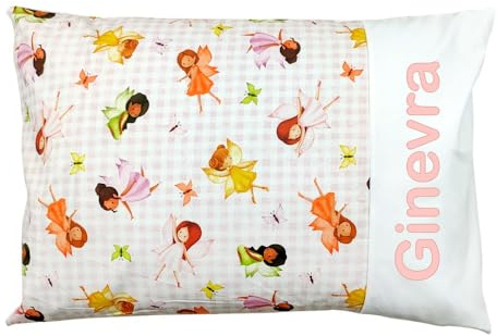 Funda de cojín personalizada con nombre para cuna de niño, 40 x 60 cm, idea regalo (hadas)