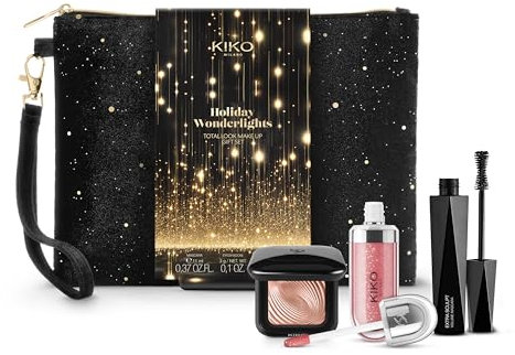 KIKO Milano Holiday Wonderlights Total Look Make Up Gift Set, Gift Set Makeup: Ombretto Metallizzato, Mascara E Lucidalabbra