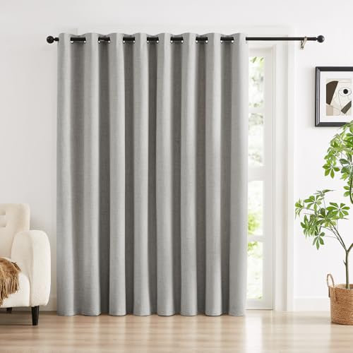 Anpark Verdunkelungsvorhänge aus 100 % Leinen, für Schlafzimmer, 213 cm lang, 1 Paneel, extra breit, Bauernhaus-Fenstervorhang, Raumverdunkelungsvorhang für Wohnzimmer, Ösenvorhänge, 254 x 213,4 cm (B