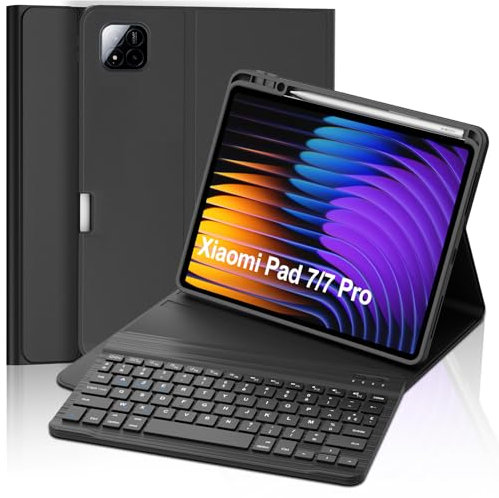 FOGARI Clavier pour Xiaomi Pad 7/7 Pro 11.2'' 2024 | Clavier AZERTY Français Détachable sans Fil Bluetooth pour Xiaomi Pad 7/Xiaomi Pad 7 Pro 2024 - Noir