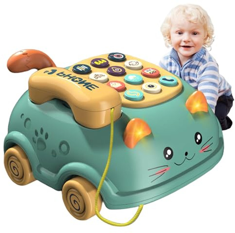 Juguete genérico del teléfono del bebé, juguete retro para el bebé, función de jugar teléfono del bebé gato del teléfono del juguete, gato de dibujos animados simulado teléfono, teléfono de juguete