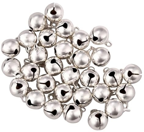 Queenbox 50 Stück 6 mm Bastelglöckchen, Metallglöckchen, kleine Weihnachtsglocken, dekorative Glöckchen für DIY-Bastelarbeiten, Weihnachts-, Hochzeits-, Party- und Heimdekoration, Silber