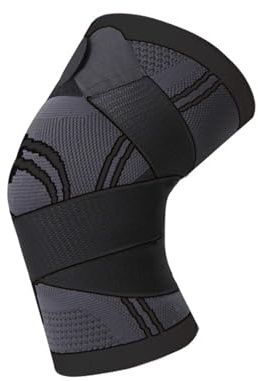 LXLAEOANG Knieschoner Sport 1PC Sport Fitness Knieschützer Männer Druck Elastische Kniepolster Unterstützung Verband Fitness Ausrüstung Basketball Volleyball Klammer Schutz(Black,3XL)