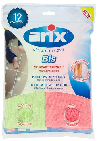 Arix | Bis zu 24 Bodentücher 40 x 50 cm, Mikrofasertücher für Küche und Bad, extra sauber und saugfähig, geeignet für alle Oberflächen, Wischmopp, Wischtuch - 12 Packungen