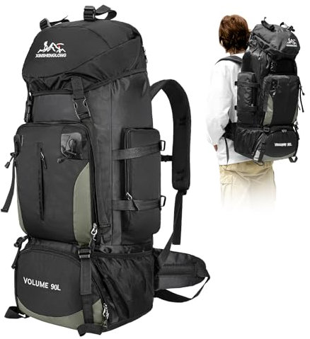 Byjogger 90L wasserdichte Wanderrucksack für Männer, Rucksäcke mit großer Kapazität mit Mehrkompartiment, leichten und atmungsaktiven Rucksäcken für Camping im Freien, Trekking