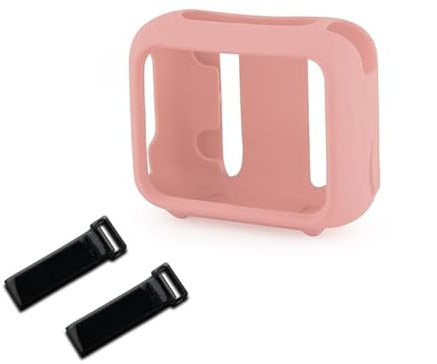 XBERSTAR Custodia protettiva in silicone per altoparlante JBL GO4, custodia protettiva portatile in silicone con staffa fissa per cinturino (rosa)