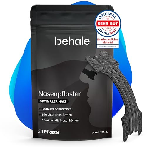 Behale Nasenpflaster besser atmen – 30er Vorteilspack | Dermatologisch geprüft | Sofort frei durchatmen im Schlaf & beim Sport | Anti-Schnarch Nasenstrips | Extra stark & hautfreundlich, Nose Strips