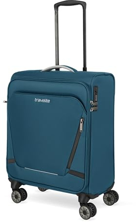 Travelite 4-Rad Handgepäck Koffer Jetpack 55x40x23 cm, 2,5 kg, leicht | für Lufthansa, SWISS & Austrian, 4-Rollen Kabinentrolley aus Polyester mit Aufsteckfunktion & Zahlenschloss, Weichgepäck