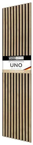 wohnartig® Akustikpaneel UNO 1,237m² – 275cm x 45cm | Farbe: Eiche Santa | Wandverkleidung | Akustikpaneel | Wandpaneele auf Filz | Akustikfilz | Wandgestaltung | Paneele Wand