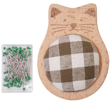 Stecknadelkissen Nadelkissen Mit 100 Stecknadeln Buchenholz Nadelaufbewahrung Tierdesign Fuchs Hase Bär Eule Für Nähanfänger Stoff Basteln Nadelkissen