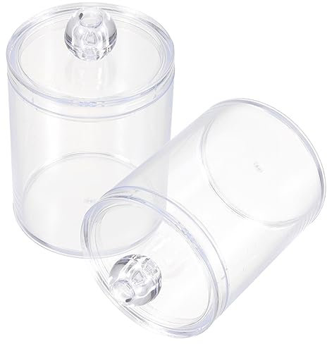 Mikikit Caja Organizadora Acrílica Tapa a Prueba de Polvo 2 Piezas Diseño Pequeño y Elegante para Hisopos y Discos de Algodón para Baño