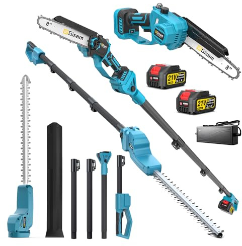 TronçOnneuse 8 Pouces Et Taille-Haie Sans Fil, Ensemble D'Outils De Jardinage 4-En-1, Avec 2 Batteries De 4,0 Ah, Rallonge Jusqu'à 4,2 M, Moteur Sans Balais, Taille-Haie éLectrique, Scie à Branches