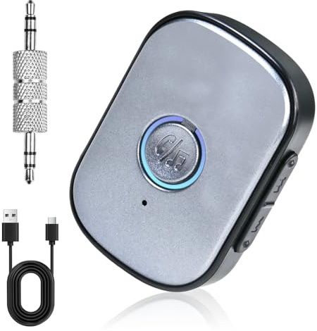 Bluetooth 5.3 Adattatore Trasmettitore, Bluetooth Ricevitore, Wireless Audio Adattatore, 3.5mm AUX Adattator Wireless Portatile per Cuffie/PC/TV/Sistema Audio per Auto Bassa Latenza