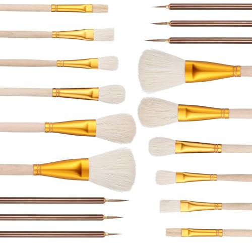 Pottery Glaze Brushes Ceramic Brushes Set Mop Brush for Acrylic Watercolor Paintbrush Painting Goat Hair Blending Brush Underglaze Paintbrush for Pottery Wool Art Tool for Oil Acrylic (9)
