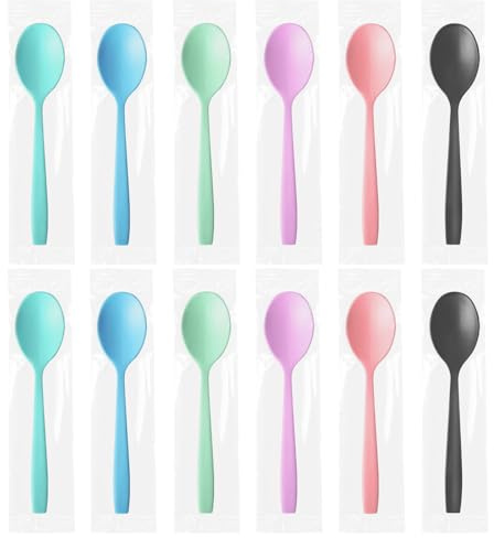 24 Pièces Cuillères à Café Couleur, Cuillère Réutilisables Coloré, Petite Cuillères à Dessert, Haute Résistance et Stable, Lavables Couverts, Sans Bpa, pour Yaourt, Café, Thé, Dessert, Yaourt
