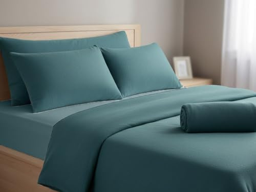 Viterbo Biancheria Completo Letto Coordinato Set Lenzuola In Morbido E Caldo Pile In Tinta Unita Singolo 1 Piazza E Mezzo Matrimoniale (Verde, Singolo, 1 Piazza)
