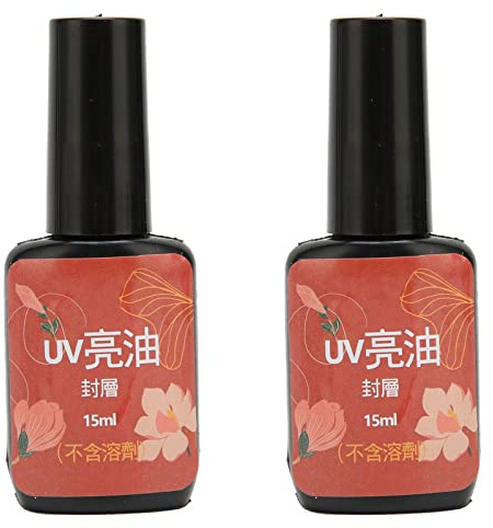 DANAIXZ 2 UNIDS 15 ML Capa Superior de Uñas Transparente Alto Brillo Desgaste Rasguño Capa Superior a Prueba de Fugas de Secado Rápido para Esmalte de Uñas de Gel Manicura DIY en e