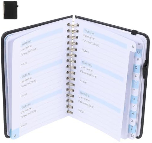 OFFSCH Passwortbuch Spiralbindung Mit Alphabetischen Registerkarten Nachfüllbares Adressbuch Mit Stifthalter Für Internet- Und App-Passwörter E-Mail- Telefoninfos Büro Zuhause Reise