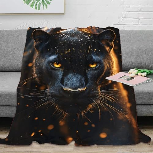 ZFLDKWGP Pantera Impactante Manta 3D Impresa Microfibra Suave Decoración Pantera Throw Blanket para Sofá Dormitorio Adultos 40x50inch(100x130cm)