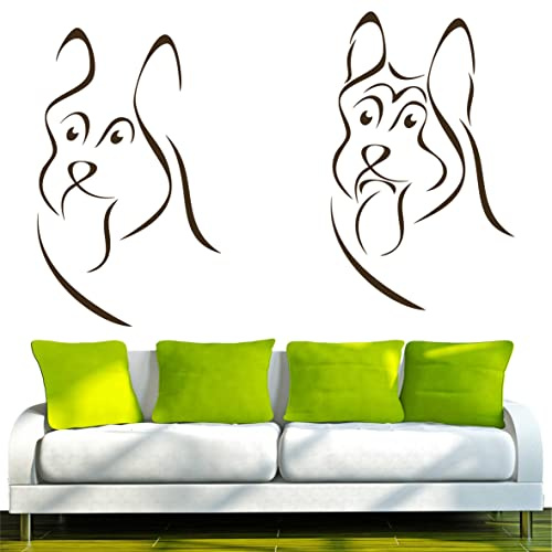 INDIGOS Tattoo/Wall Sticker d60 Shepherd 80 x 52 cm Brown, Vinyl, 80 x 52 x 1 cm