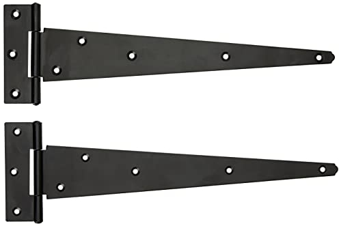 Merriway BH04385 (2 Pcs) Heavy Duty Japanned Tee Hinge 300mm (12 inch) Black - Pack of 2 Pieces