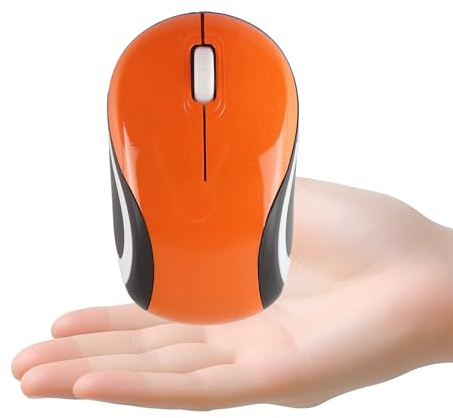 elec Space Mini Small Wireless Mouse for Travel Optical Portable Mini Cordless Mice with USB Receiver for PC Laptop Computer (Orange)