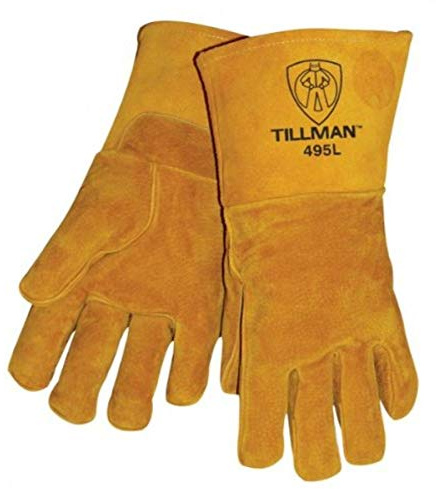 John Tillman X-Large 14 Gold Reverse Grain Pigskin CottonFoam Lined Stick Welders Gloves with Kevlar Thread Locking Stitch (Carded) (ARAS-TIL495XL)