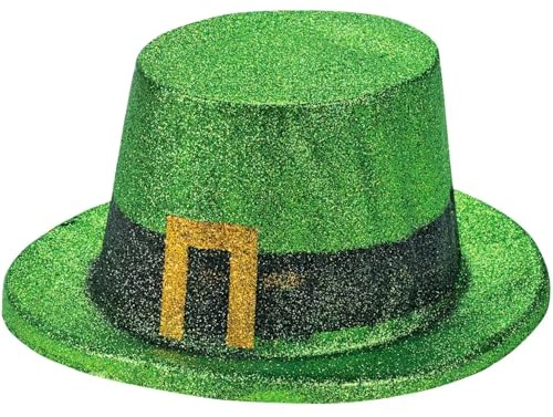 Fun Express Green Glitter Top Hats for St. Patrick's Day - Apparel Accessories - Hats - Party Hats - St. Patrick's Day - 12 Pieces