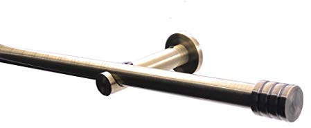 DécoProfi Gardinenstangen Antik Messing 1-läufig Ø 16 mm L: 240 cm I Endkappe mit Rille Gardinen/Vorhangstange im Set I Inklusive Träger, Befestigung und Endstücke I Wandbefestigung